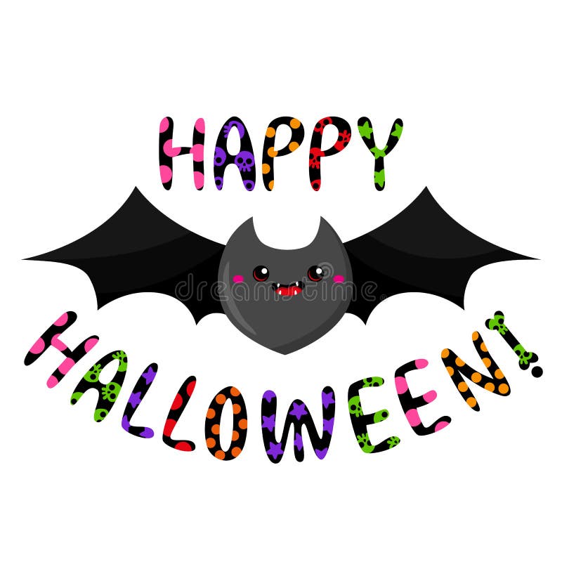 Murciélago Kawaii De Halloween. Ilustración De Dibujos Animados De  Vacaciones Vectoriales. Fondo Blanco Ilustración del Vector - Ilustración  de modelo, objeto: 195340346