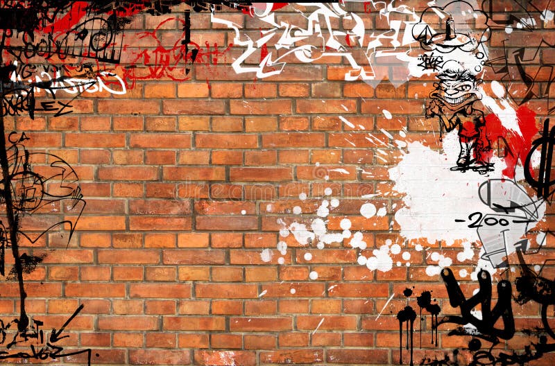 Muro di mattoni dei graffiti