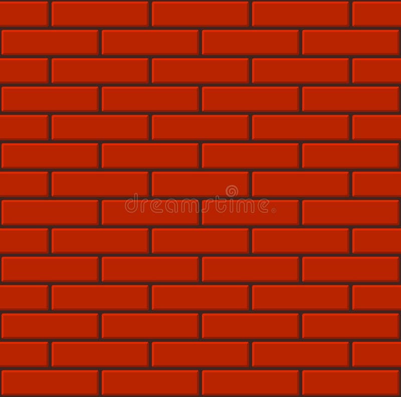 Muro di mattoni rosso piastrellato senza cuciture Vettore illustrazione di stock