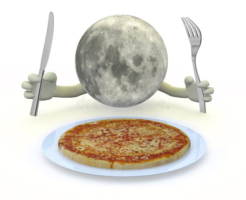 Musardez la planète avec les mains, la fourchette et le couteau devant un plat de pizza illustration de vecteur Musardez la planète avec les mains, la fourchette et le couteau devant un plat de pizza illustration de vecteur