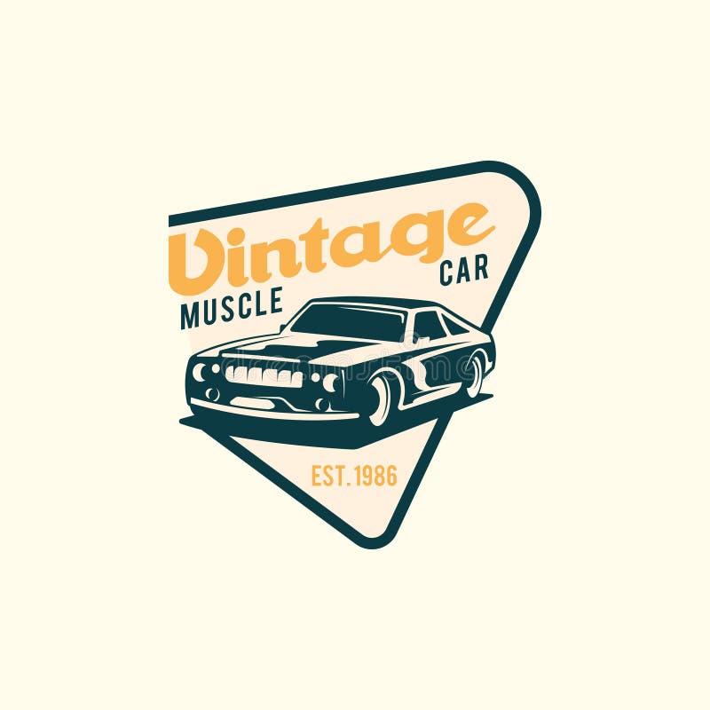 Muscle Car Logo Template in Retro Style. Retro Car Logo Vector Stock ...