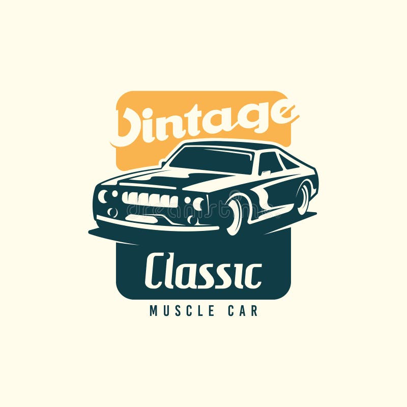 Muscle car logo template in retro style. Retro car logo vector vector illustration Muscle car logo template in retro style. Retro car logo vector vector illustration