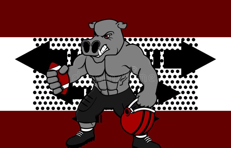 Muscle hippo american football uniform background vector illustration