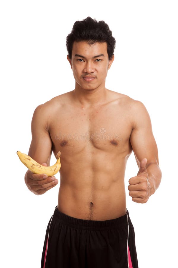 Muscular Asian Man With Banana Stock Photo Image of diet, power 68568836