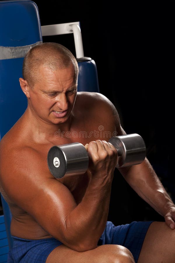 Muscular Bodybuilder Lifting Weights Stock Image Image of hard