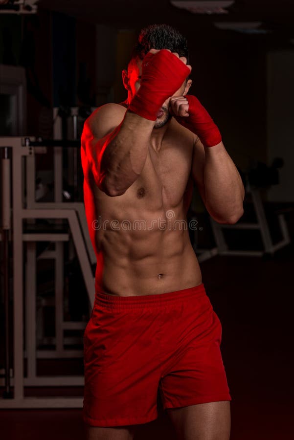 Muscular Boxer MMA Fighter Practice His Skills Stock Image Image of