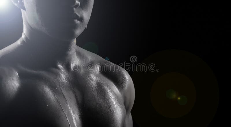 Low Key Silhouette of a Fitness Young Woman. Boobs Stock Image - Image of  muscular, muscle: 43273979