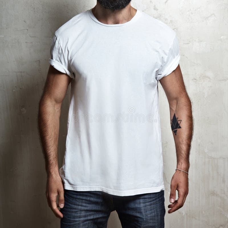 Download Muscular Guy Wearing White T-shirt Stock Photo - Image of ...