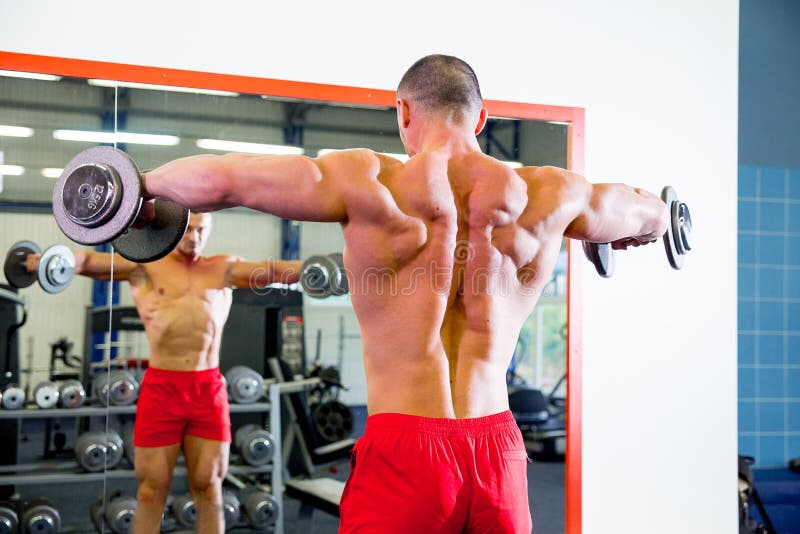 Male Bodybuilder Doing Exercises in a Gym Stock Photo Image of