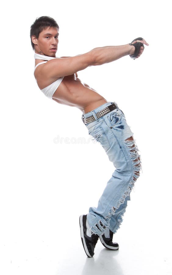 Muscular Naked Guy Dancing in the Studio Stock Photo - Image of athlete