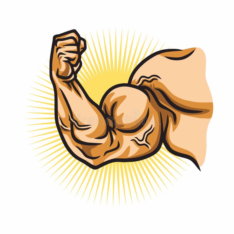 Muscular Strong Arm, Powerful Hand, Bicep. Gym, Bodybuilding, Sports Vector  Illustration Stock Vector - Illustration of cartoon, life: 153431791