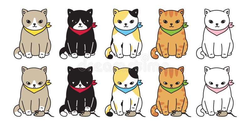 Musen för tecknade filmen för teckenet för logoen för symbolen för kalikå för kattvektorkattungen tjaller den svarta det ljust rö stock illustrationer Musen för tecknade filmen för teckenet för logoen för symbolen för kalikå för kattvektorkattungen tjaller den svarta det ljust rö stock illustrationer