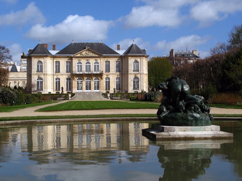 Pond reflection of the old Biron Hotel, a 18th-century mansion, now housing the life work of Auguste Rodin, widely regarded as the greatest 19th-century French sculptor. Pond reflection of the old Biron Hotel, a 18th-century mansion, now housing the life work of Auguste Rodin, widely regarded as the greatest 19th-century French sculptor.