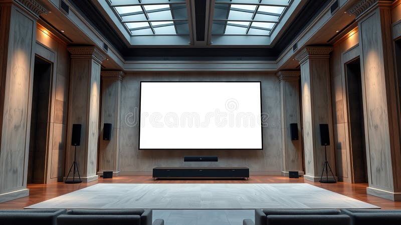 Museo modernoHome Theatre ispirato a un design accattivante per l'intrattenimento royalty illustrazione gratis