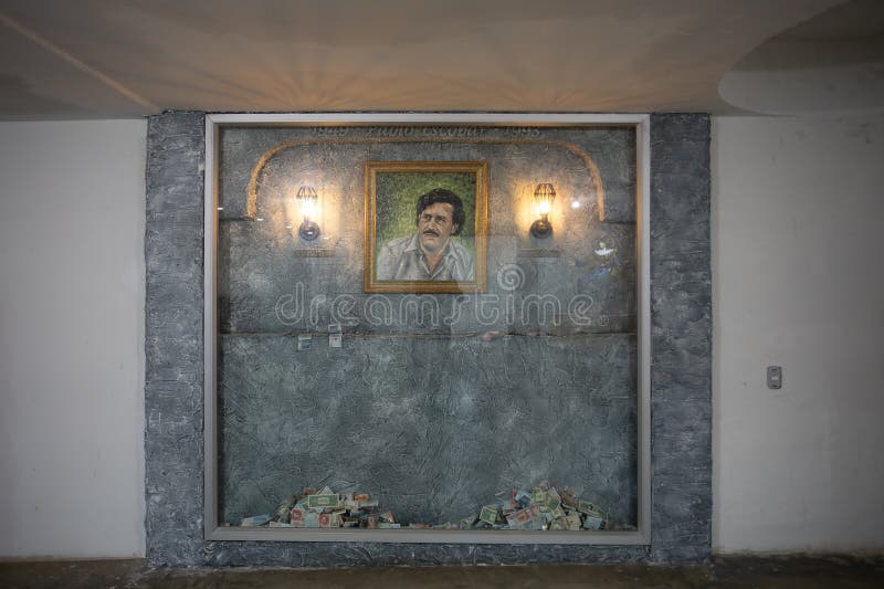 Medellin, Colombia - December 9, 2023: Memorial of famous drug dealer Pablo Escobar in Open-air museum. Medellin, Colombia - December 9, 2023: Memorial of famous drug dealer Pablo Escobar in Open-air museum.