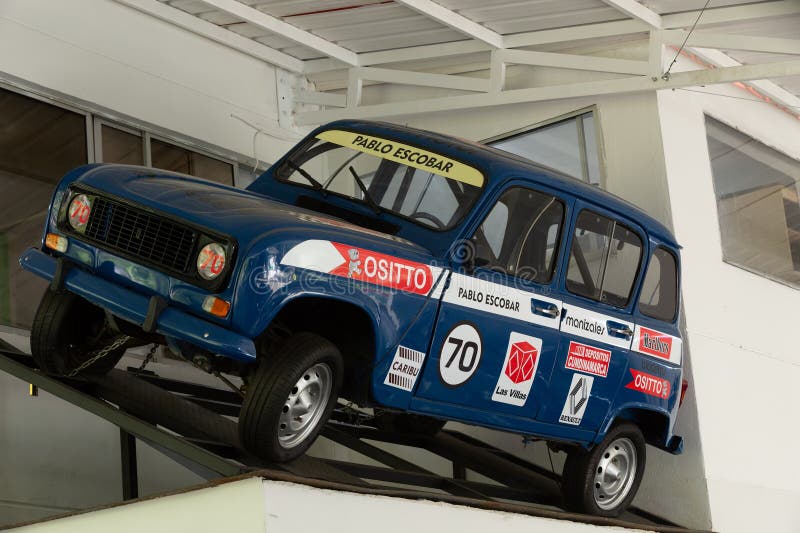 Medellin, Colombia - December 9, 2023: Car from vehicle fleet of famous drug dealer Pablo Escobar in Open-air museum. Medellin, Colombia - December 9, 2023: Car from vehicle fleet of famous drug dealer Pablo Escobar in Open-air museum.