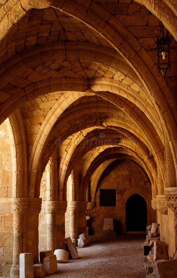 Columns and archs in the passage of archaeological museum in Rhodes. Greece. Columns and archs in the passage of archaeological museum in Rhodes. Greece