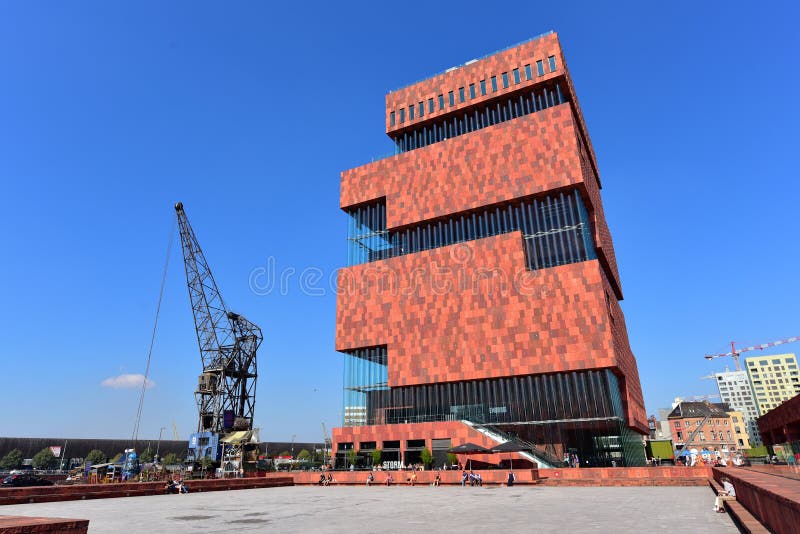 museum aan de stroom mas located along river scheldt is