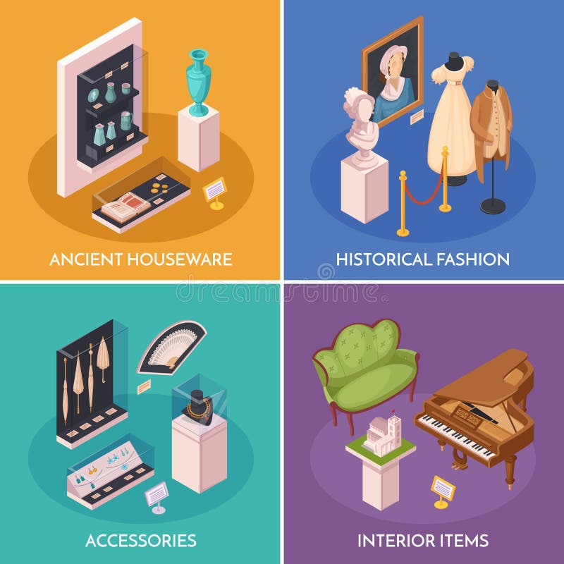 Museum Exhibition 2x2 Design Concept vector illustration Museum Exhibition 2x2 Design Concept vector illustration