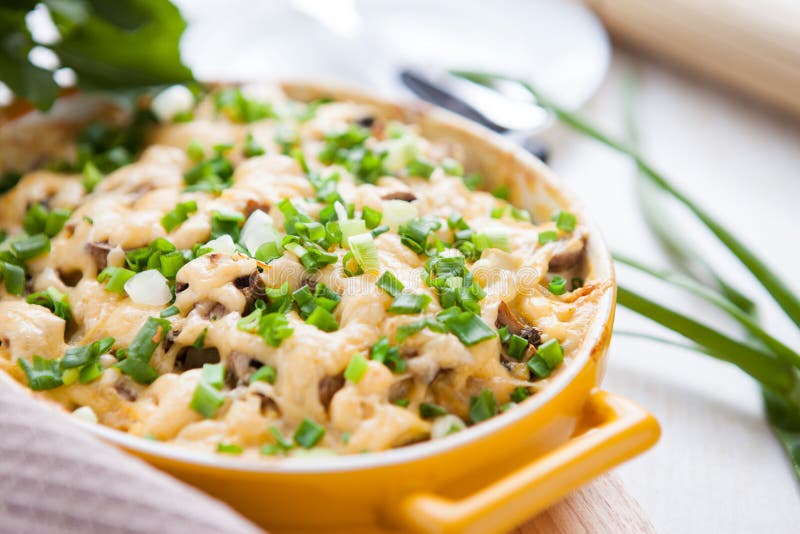 Mushroom Casserole with Cheese and Herbs Stock Photo Image of mushroom, potato 28089520