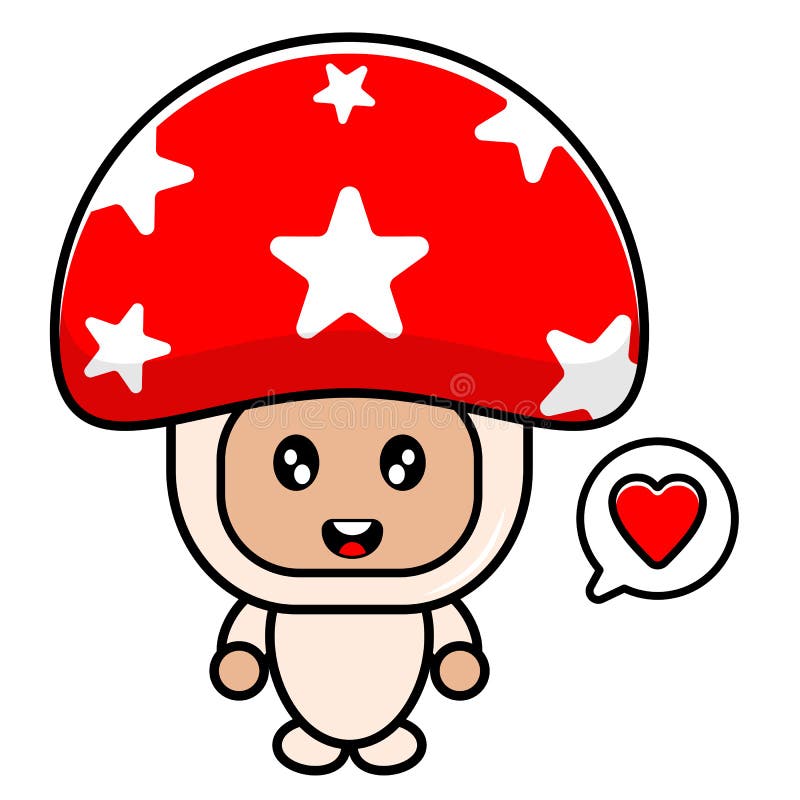 Mushroom with chat bubble vector illustration