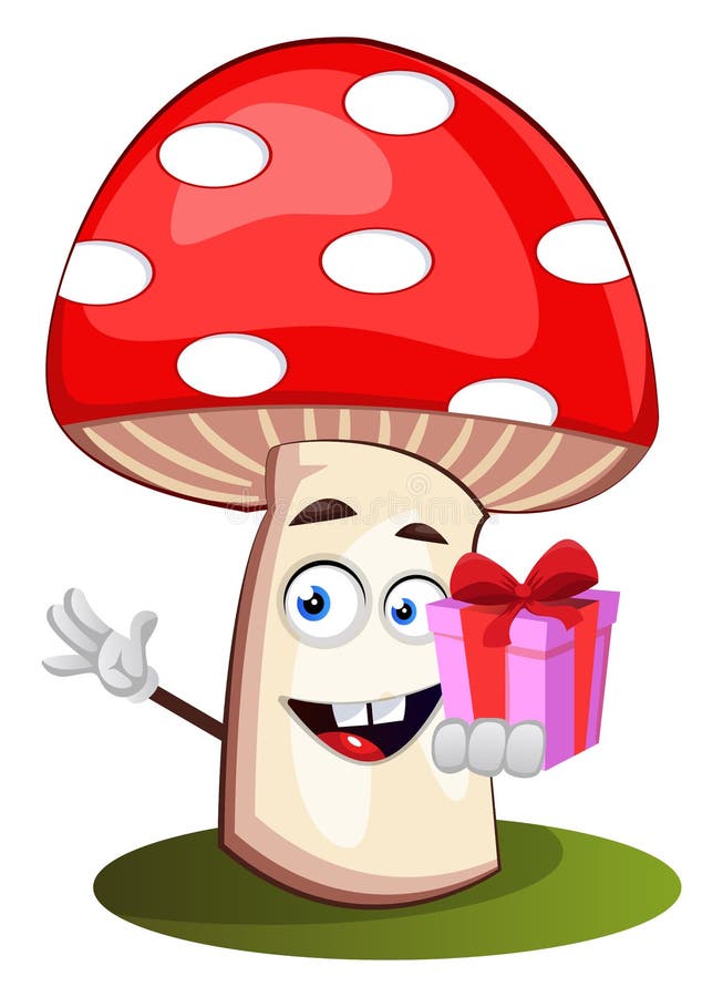 A Happy Red Mushroom, Vector or Color Illustration Stock Vector