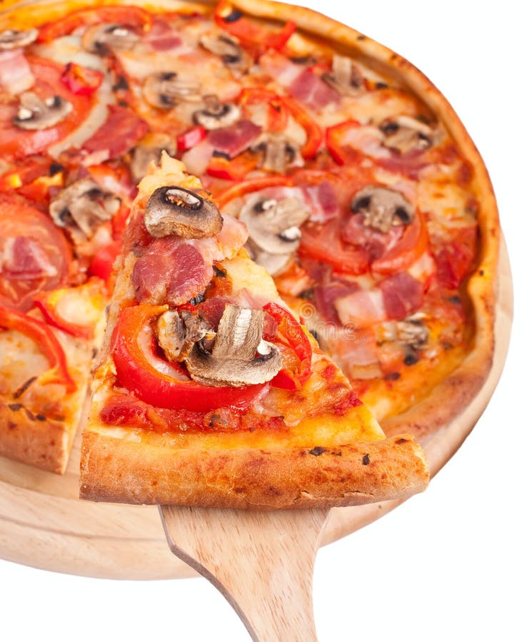 Ham and Mushroom Pizza stock image. Image of baked, melted 24700007