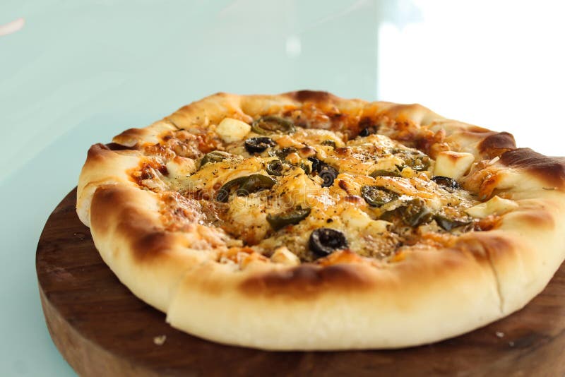 Mushroom Pizza with Black Olives Stock Image Image of smoothie, green