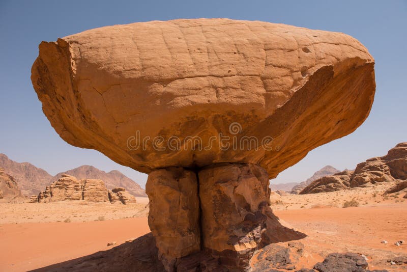 Mushroom rock in Wadi Rum desert, Jordan