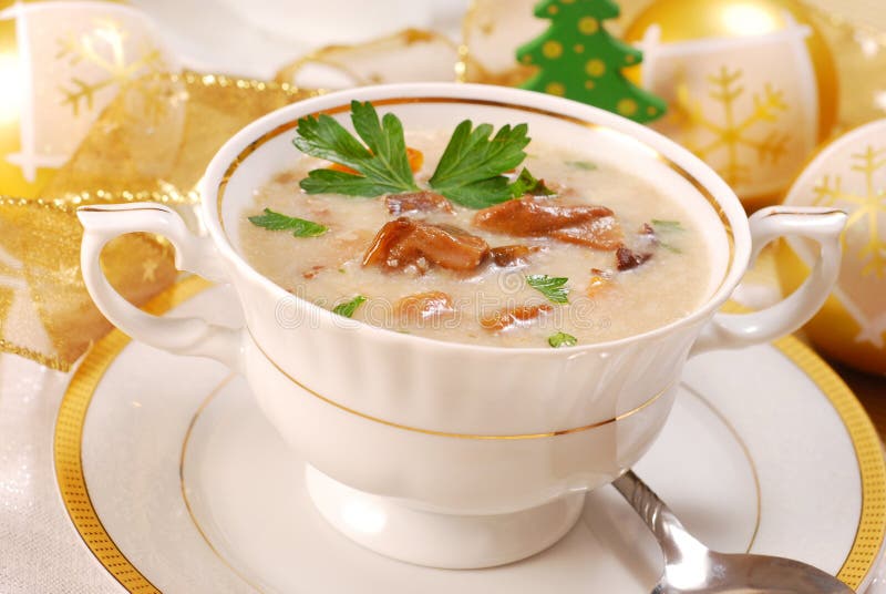 Mushroom soup with cream for christmas royalty free stock image Mushroom soup with cream for christmas royalty free stock image