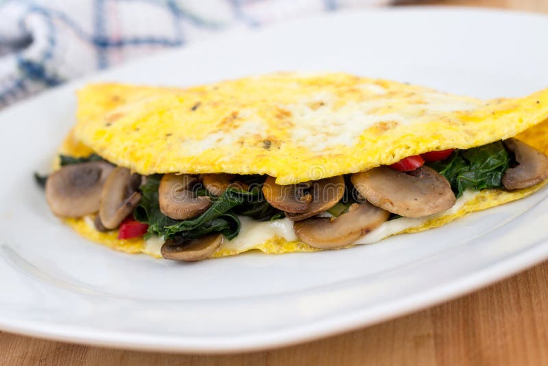 Mushroom spinach Omelet stock image. Image of food, mushroom 63228589