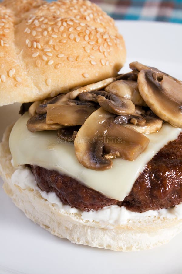 Mushroom Swiss Burger stock photo. Image of swiss, sandwich - 9966372