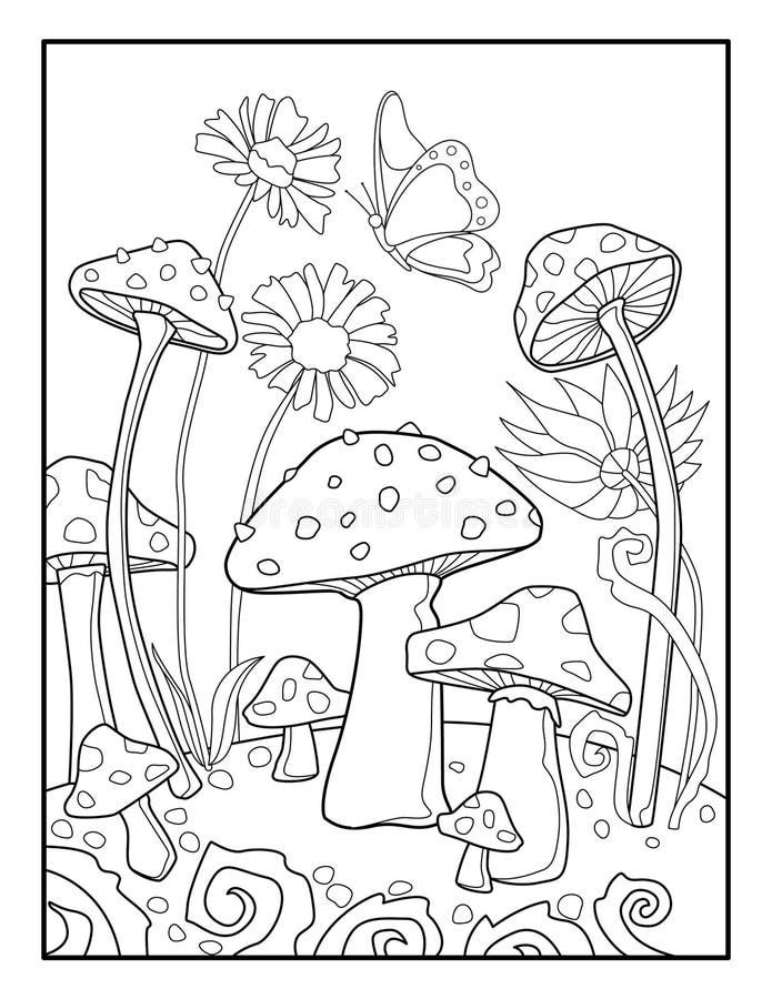 Adult Coloring Mushroom Stock Illustrations – 634 Adult Coloring ...