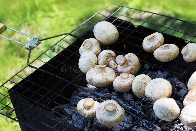 Mushrooms on the grill