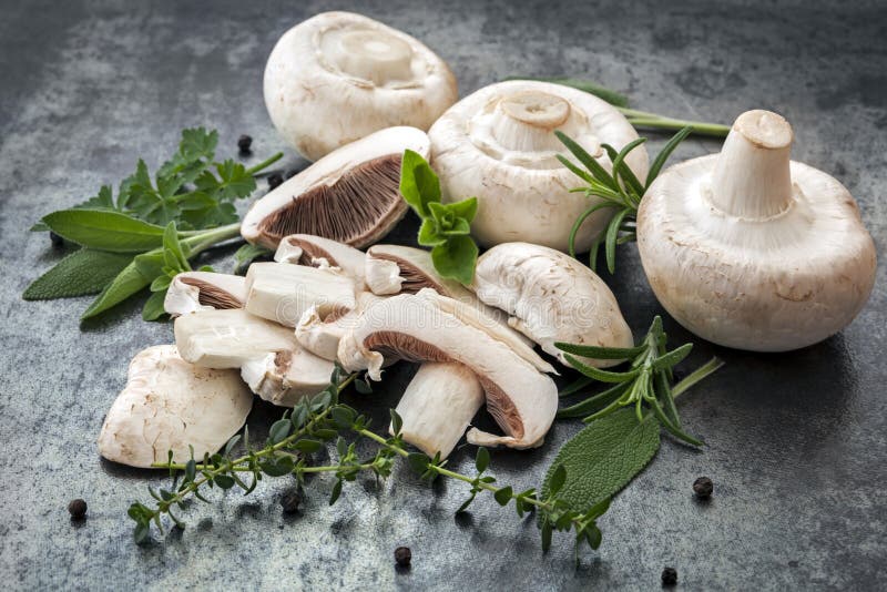 Mushrooms and Herbs Food Background