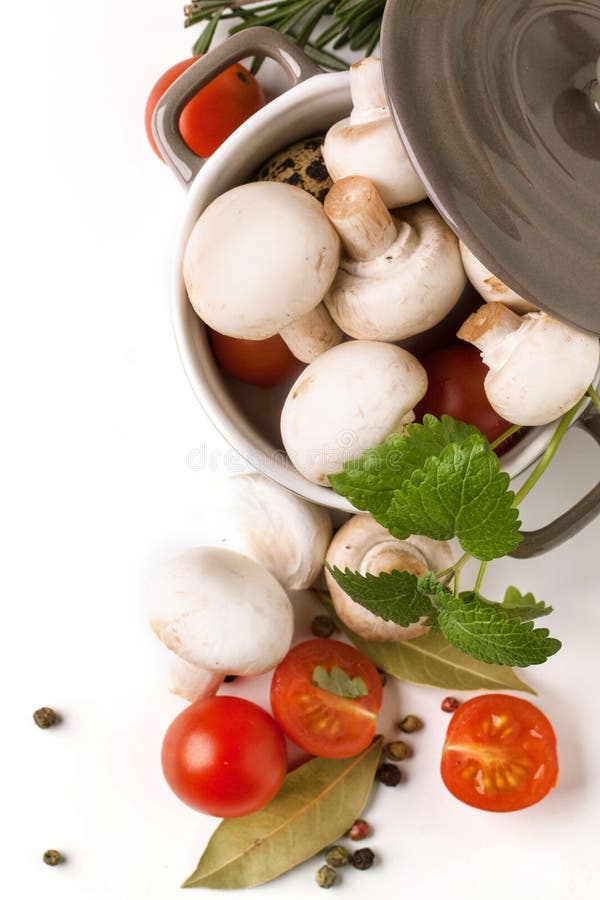 Mushrooms, Tomatoes and Herbs Stock Photo Image of nutritious