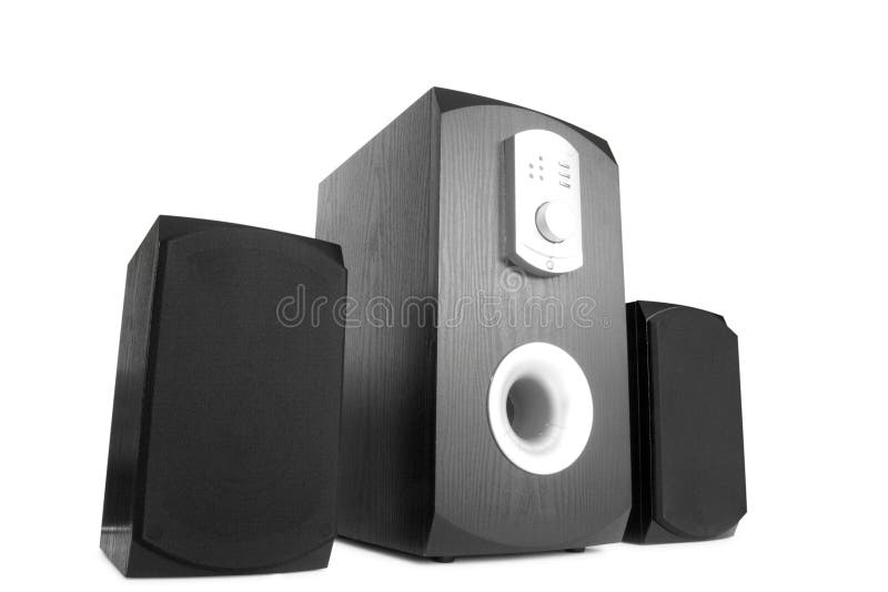 Speakers with amplifier stock image. Image of listen, isolated 3236999