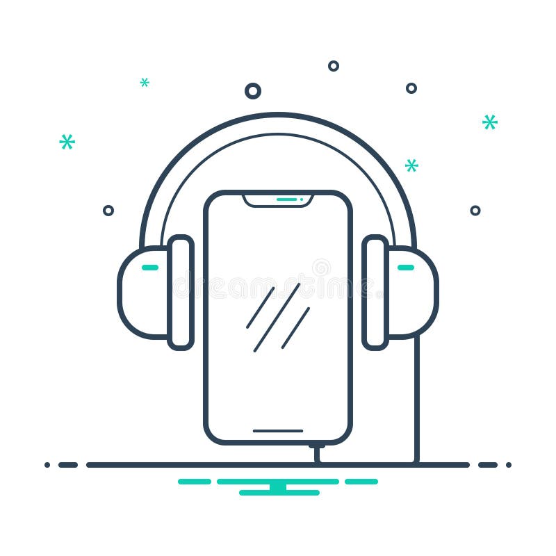 Black Mix Icon for Music App, Tone and Headphone Stock Illustration
