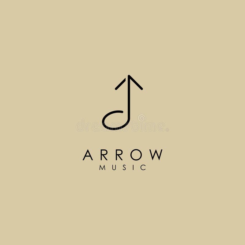 Music with Arrow Logo Monoline or Line Art Style Stock Vector
