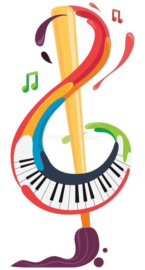 Music and Art brush and piano vector illustration Music and Art brush and piano vector illustration
