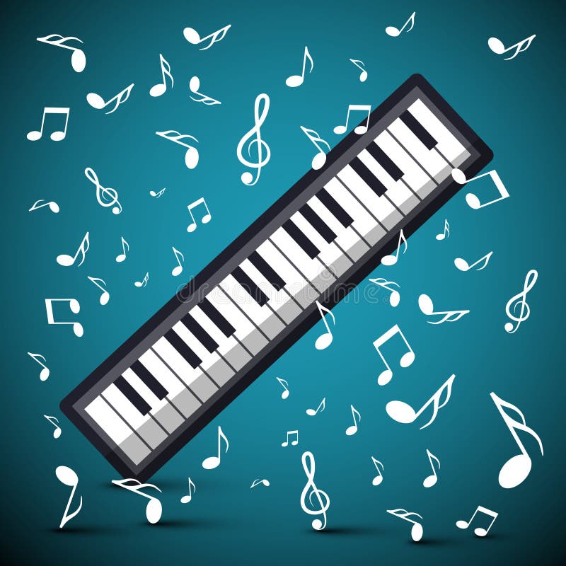 Music Design with Notes and Keyboard Stock Vector Illustration of