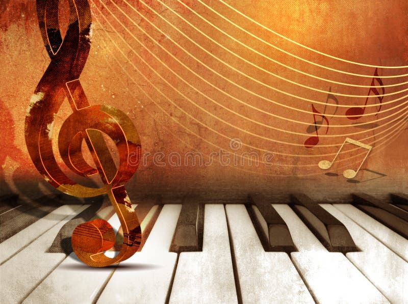 Grunge Music Background - Vintage Piano And Music Notes Stock ... Rainbow Piano Backgrounds