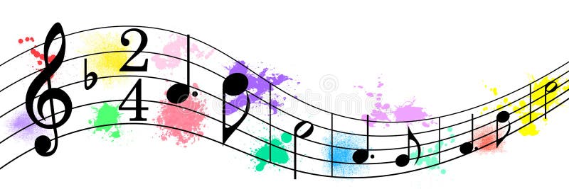 Black Music Notes in Colorful Spatters and Splashes Banner Background Stock  Vector - Illustration of black, curve: 206751277