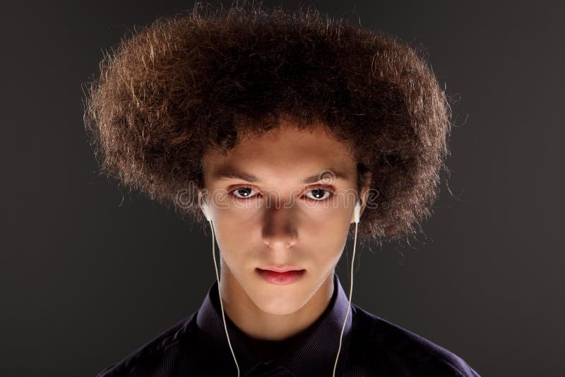 Music And Bushy Afro Hairstyle On Teenager Boy Royalty 