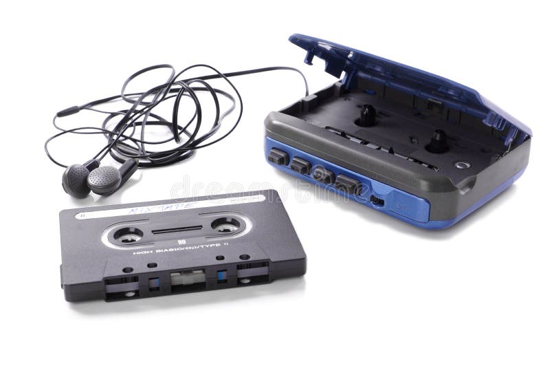 Music cassette and walkman royalty free stock photo Music cassette and walkman royalty free stock photo