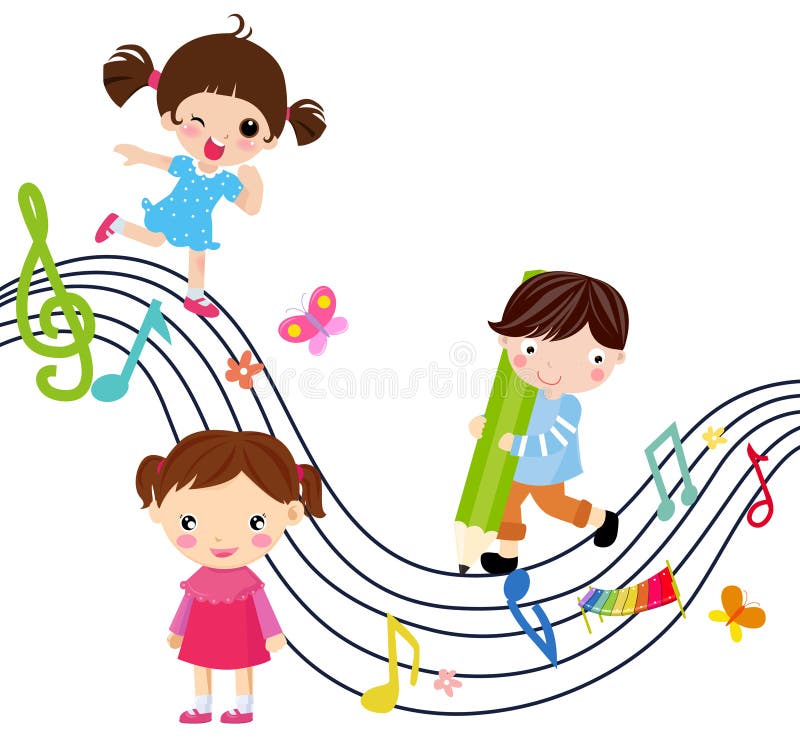 Kids and clef music stock vector. Illustration of happy - 54212961