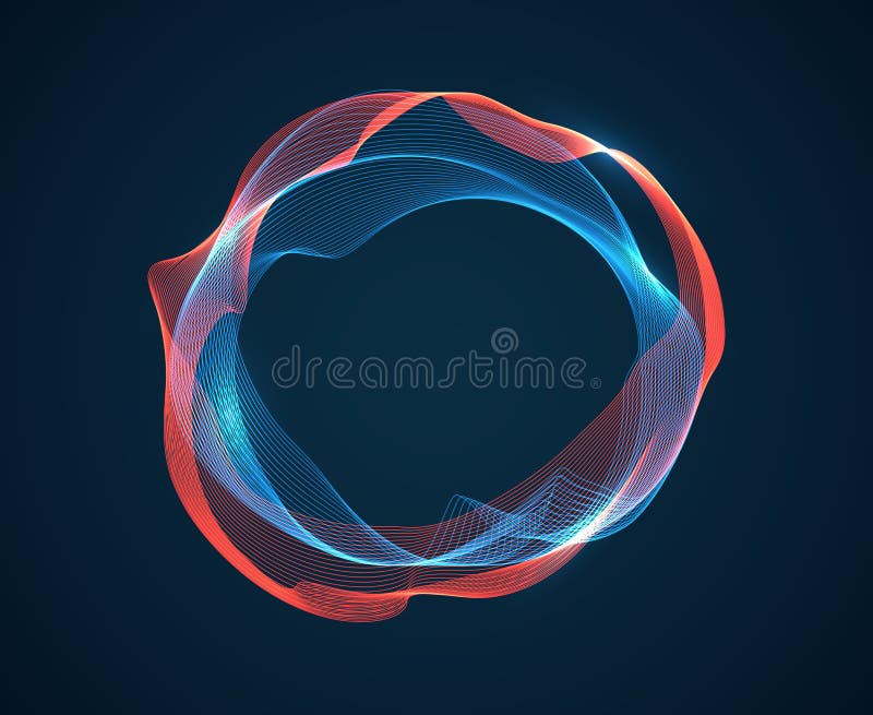 Music circle wave. Sound beat ripples emit waves flux. Music spectrum neon lines. Digital audio studio vector abstract