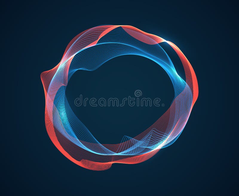 Music circle wave. Sound beat ripples emit waves flux. Music spectrum neon lines. Digital audio studio vector abstract royalty free illustration