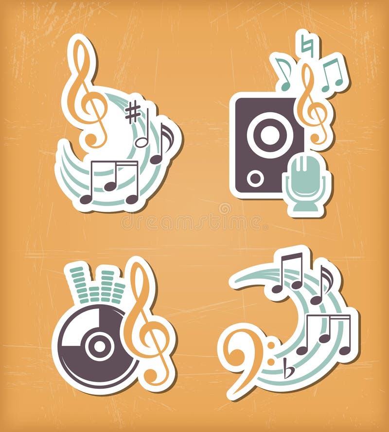 Music design paper cut elements stock illustration