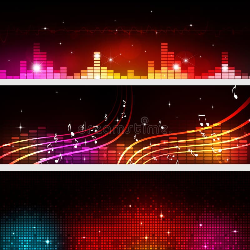 Vector Set of Two Summer Music Banners Stock Illustration